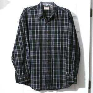Men's XL NATURAL ISSUE Wrinkle Free Green & Navy Plaid Long Sleeve Button Shirt